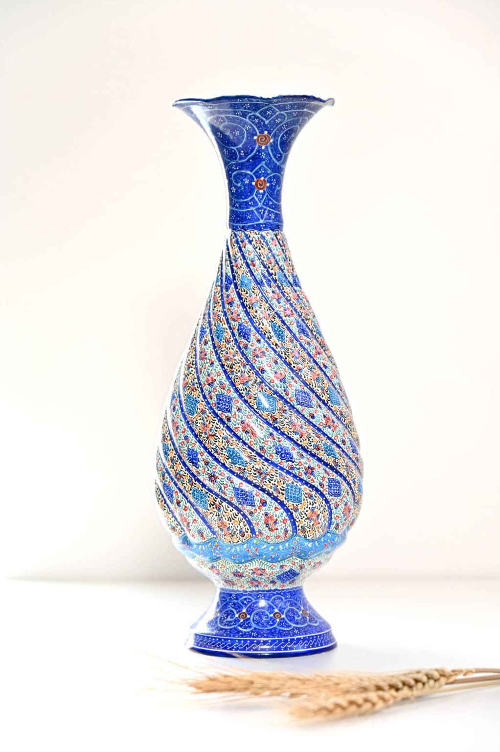 hand-painted Minakari copper vase