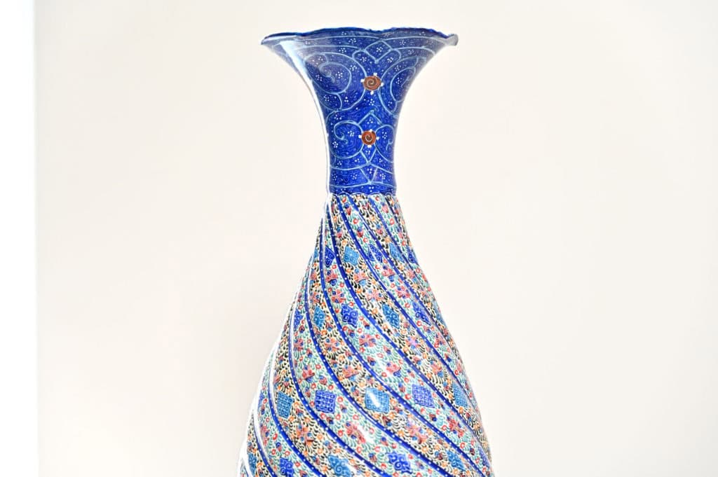 hand-painted Minakari copper vase