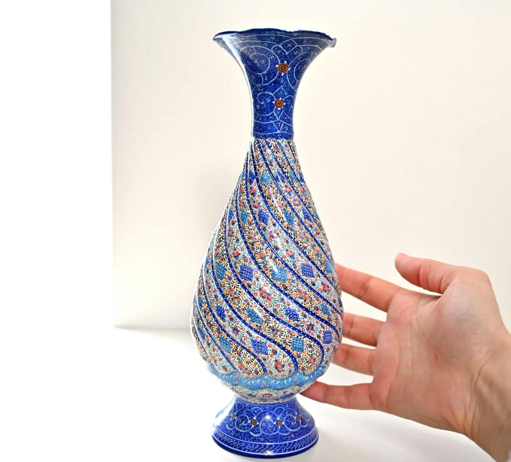 hand-painted Minakari copper vase