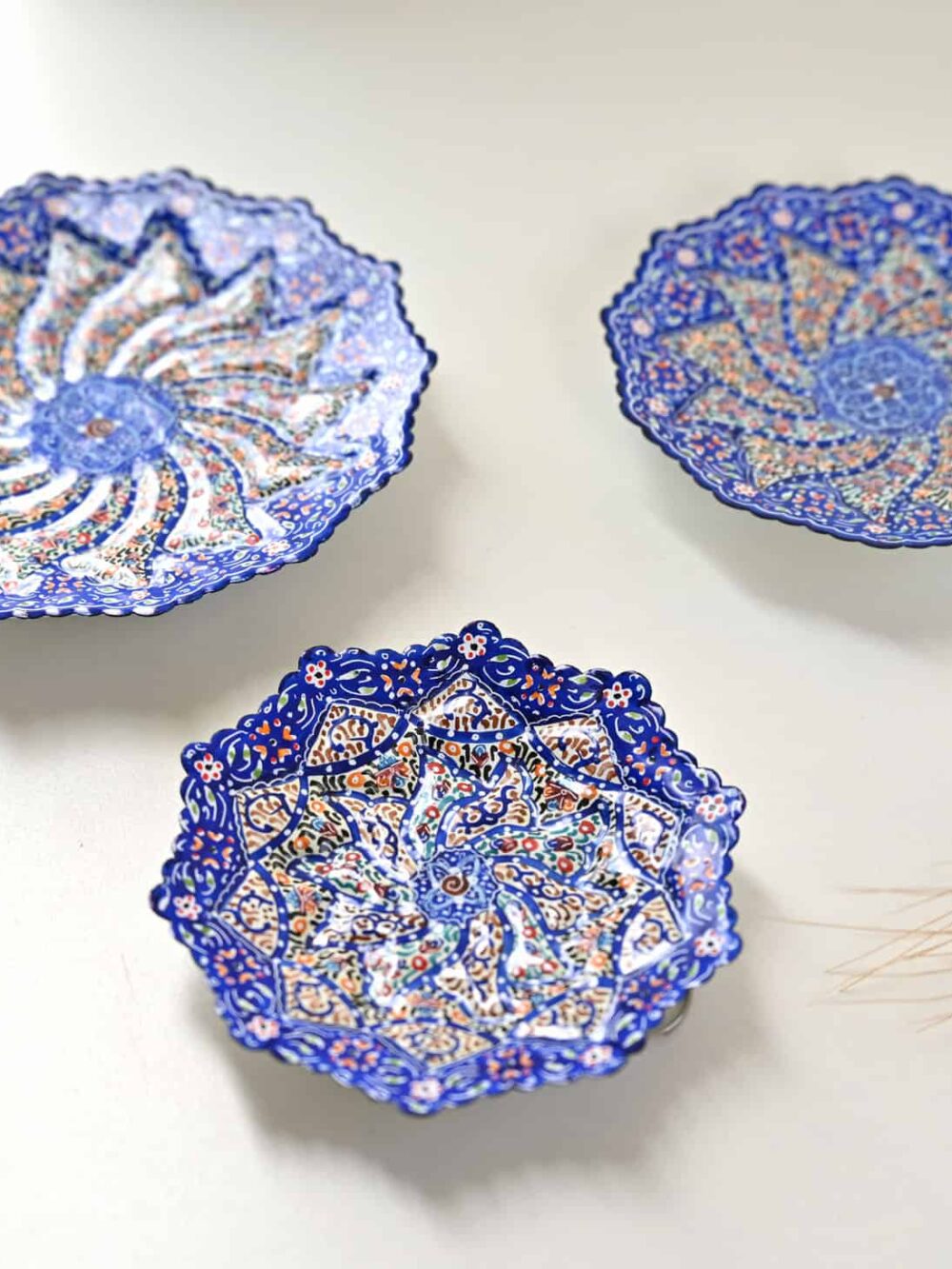 Set Of 3 Minakari Copper Plates
