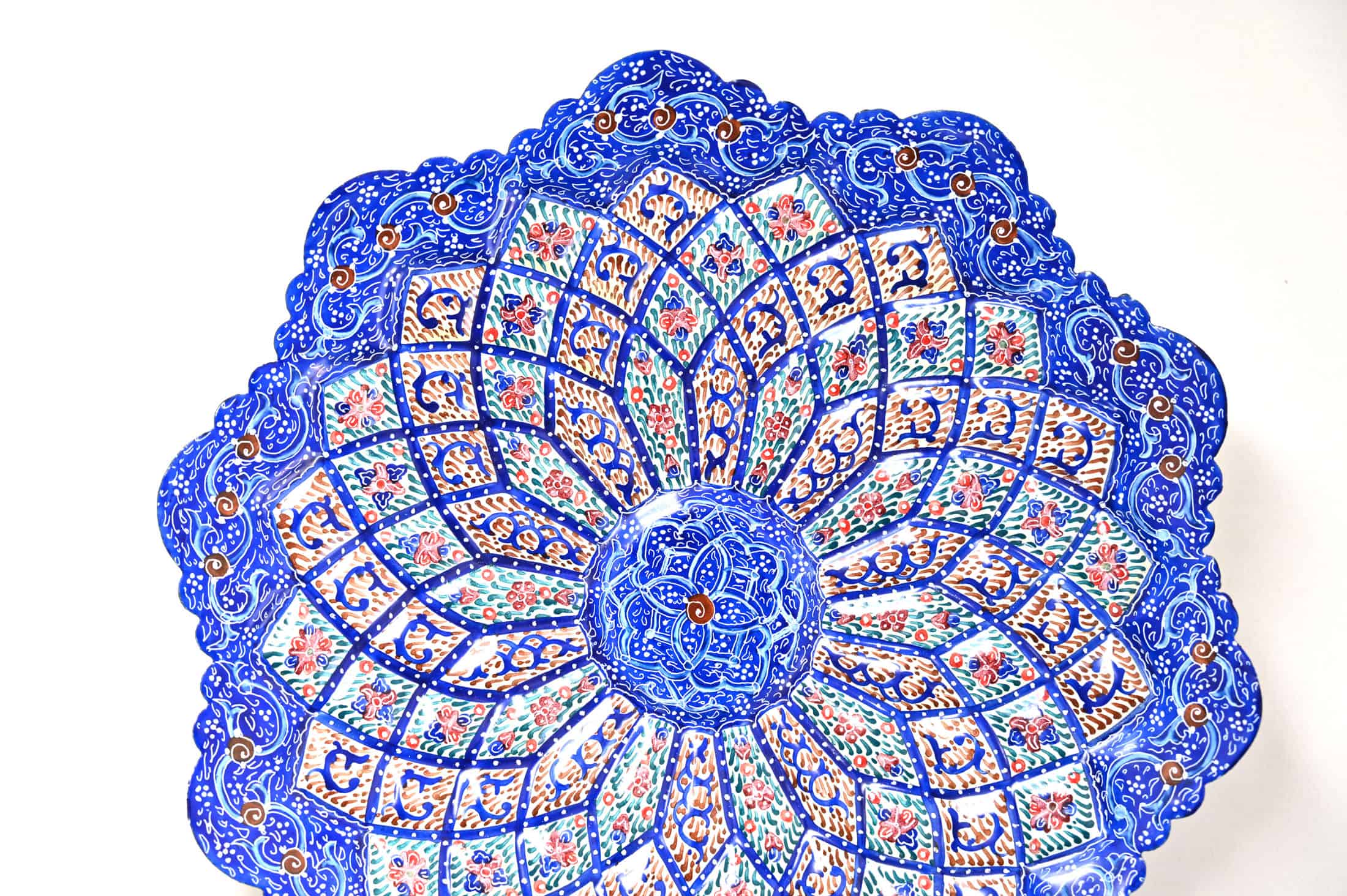 Hand-Painted Minakari Copper Plate - Azar Bazaar - Craft Shop