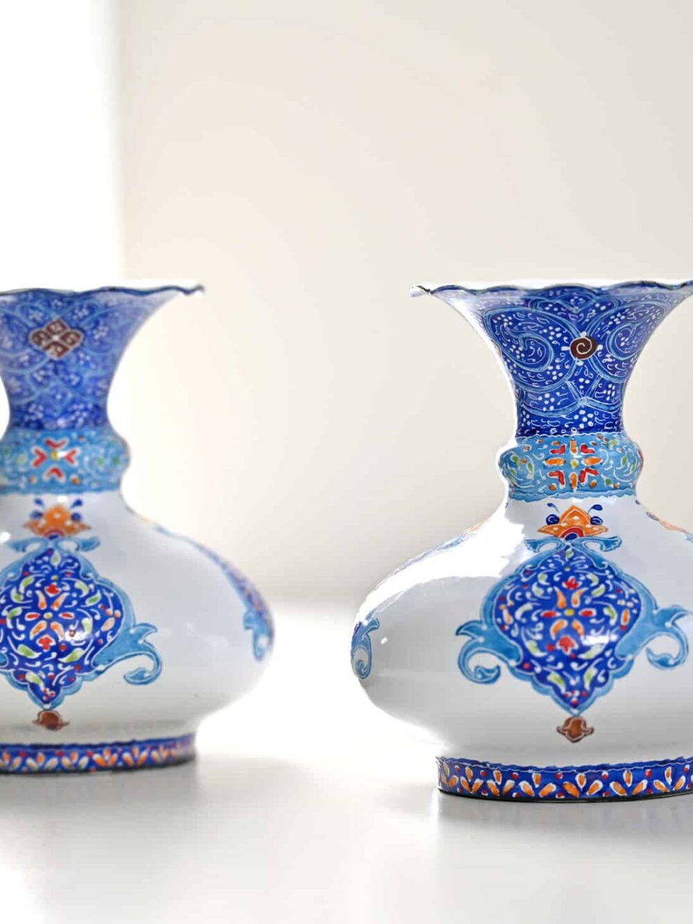 Pair of Minakari Copper Vases