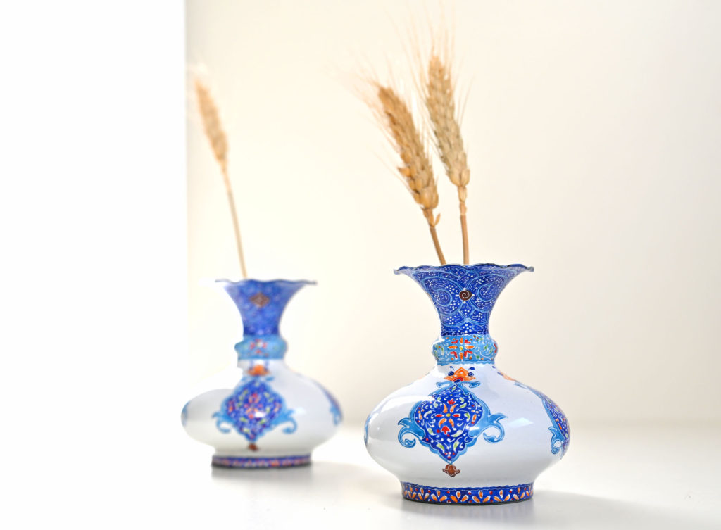 Pair of Minakari Copper Vases