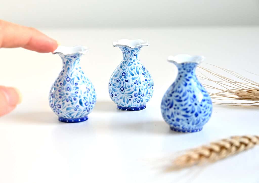 Tiny Hand-Painted Enamel Vases