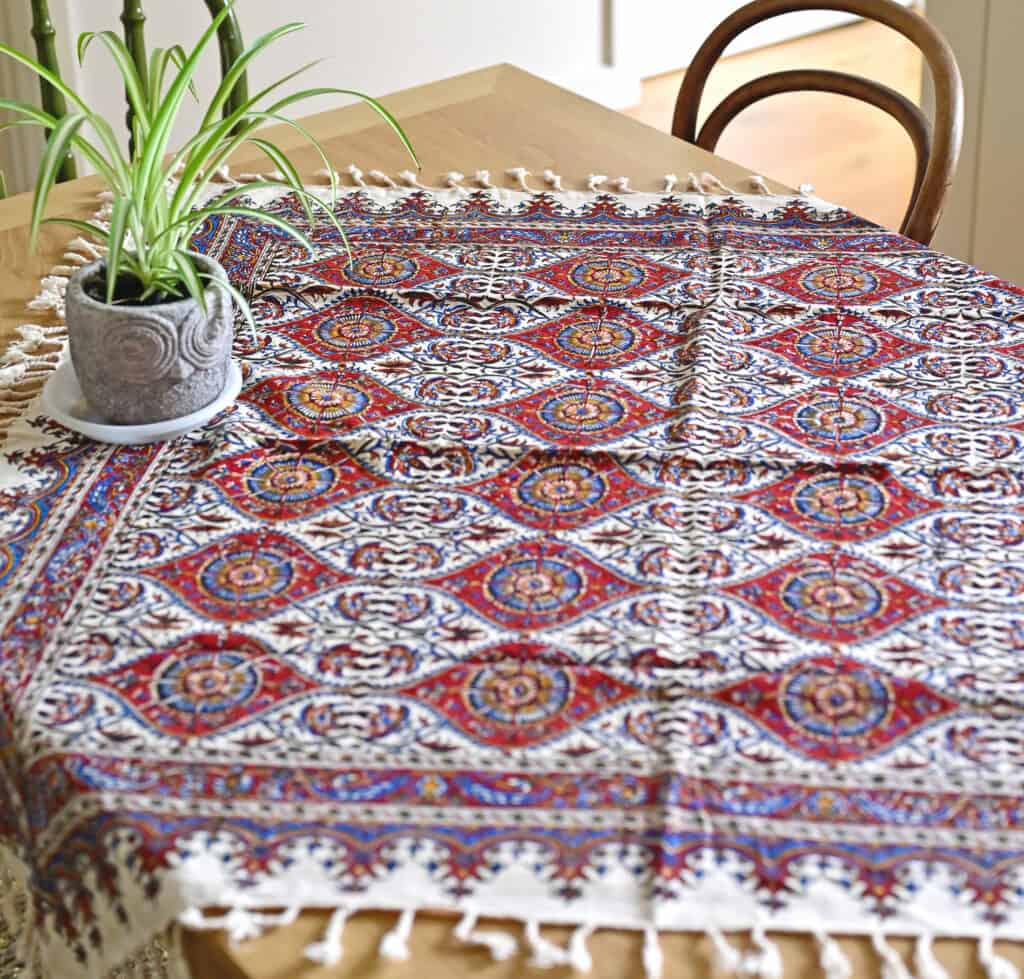 Flower Eyes Hand-Blocked Tablecloth