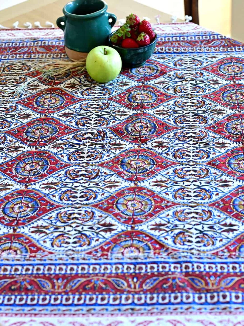 Cheshmeh Hand-Blocked Cotton Tablecloth
