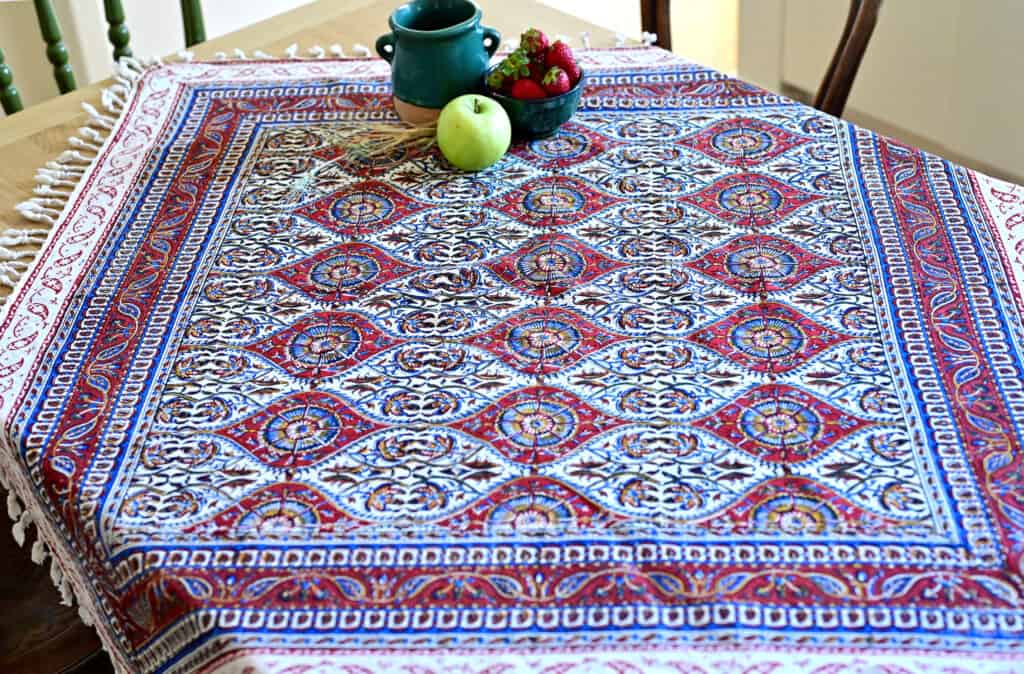 Cheshmeh Hand-Blocked Cotton Tablecloth