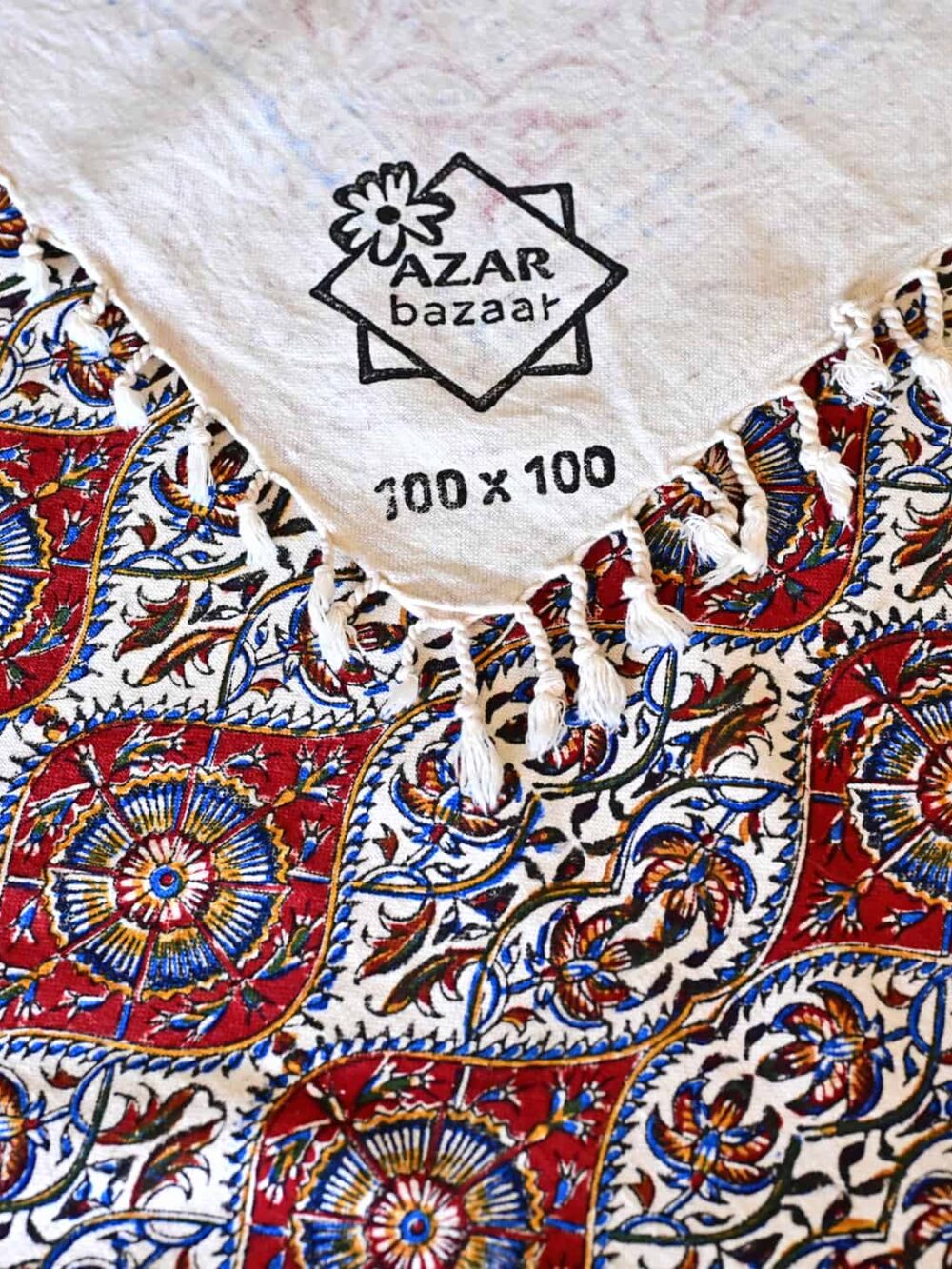 Cheshmeh Hand-Blocked Cotton Tablecloth