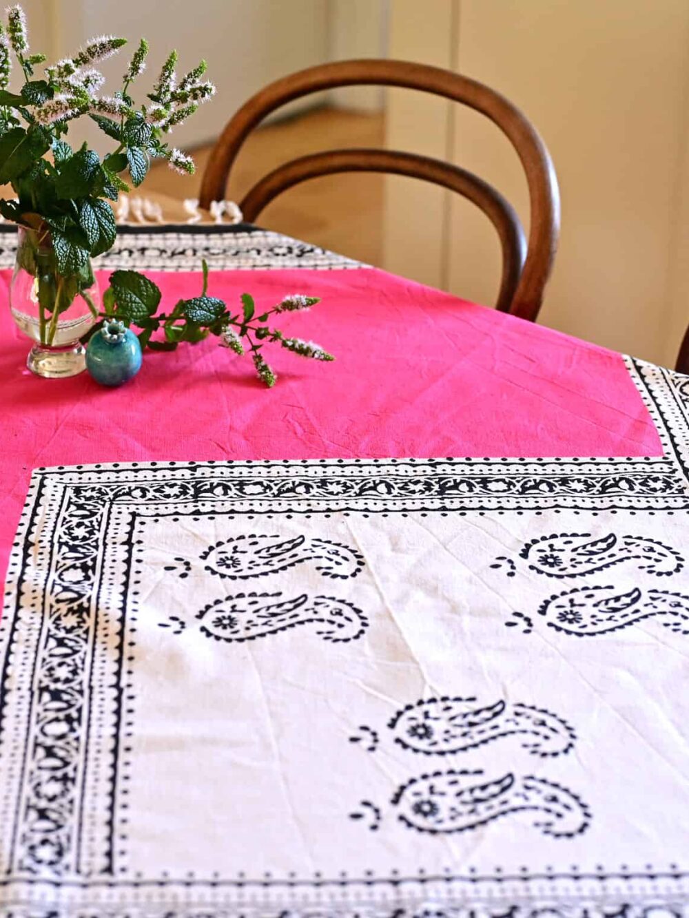 Hot Pink Hand-Painted Tablecloth