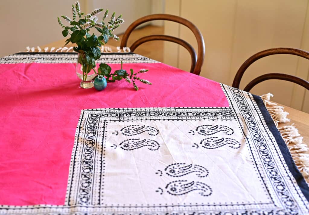 Hot Pink Hand-Painted Tablecloth