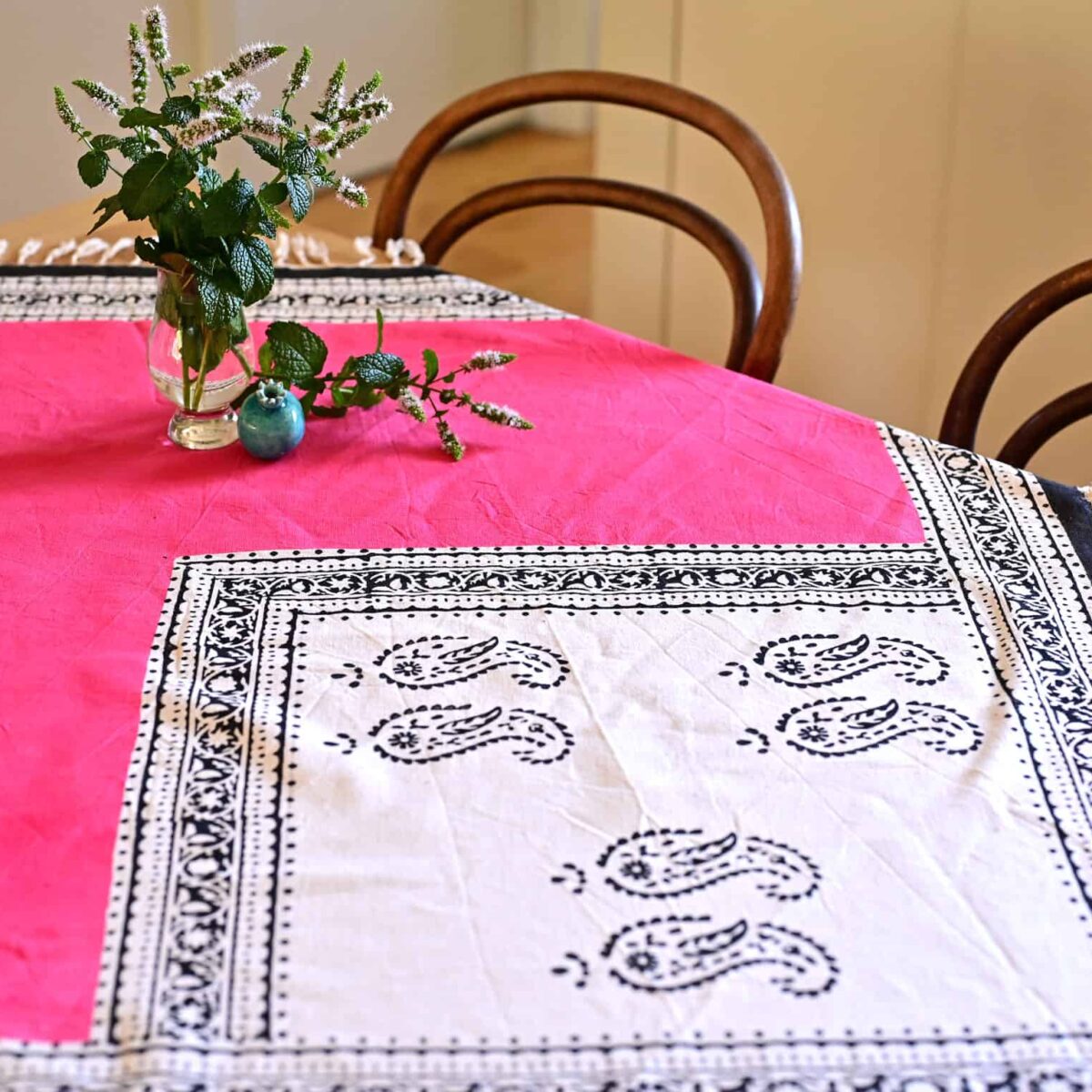 Hot Pink Hand-Painted Tablecloth