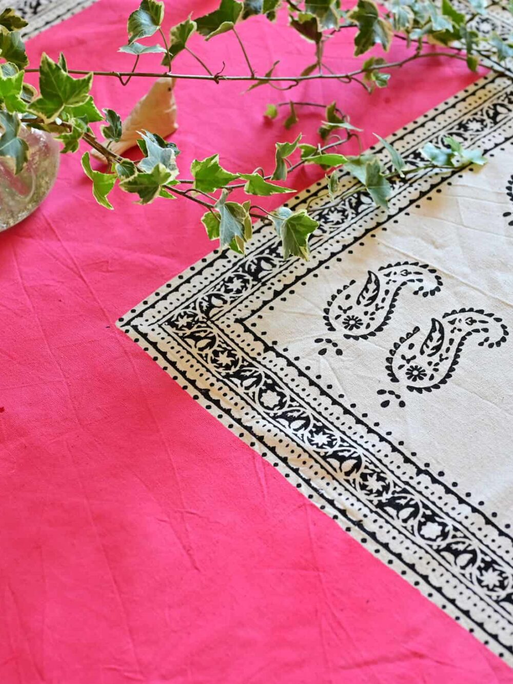 Hot Pink Hand-Painted Tablecloth