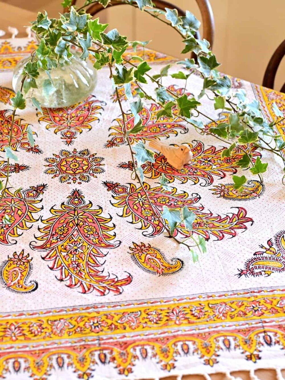 Phoenix Boteh Block-Printed Tablecloth
