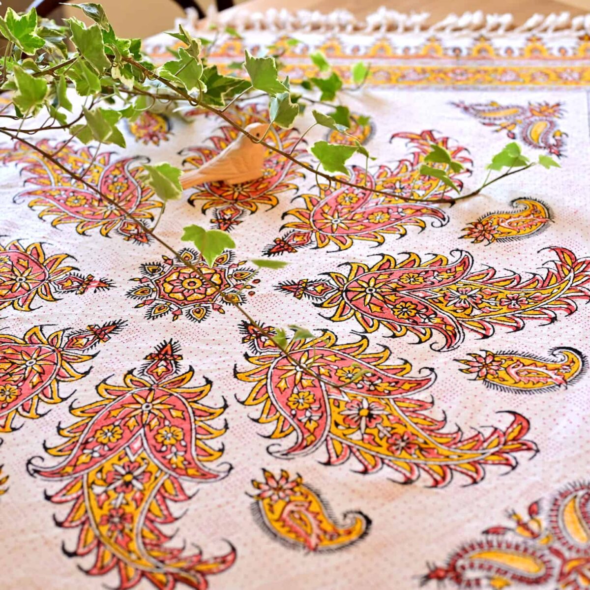 Phoenix Boteh Block-Printed Tablecloth