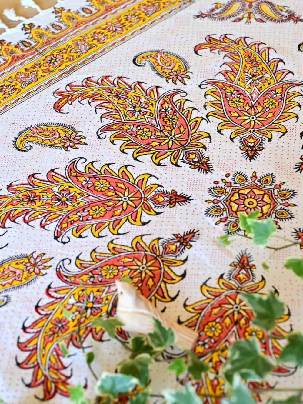 Phoenix Boteh Block-Printed Tablecloth