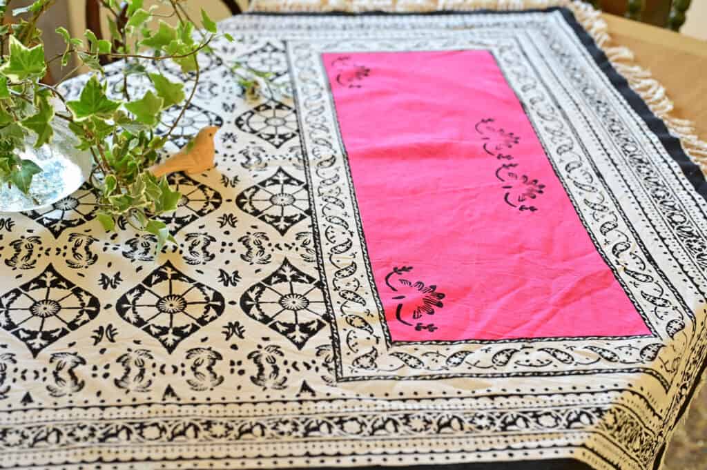 Pink Pond Block-Printed Tablecloth