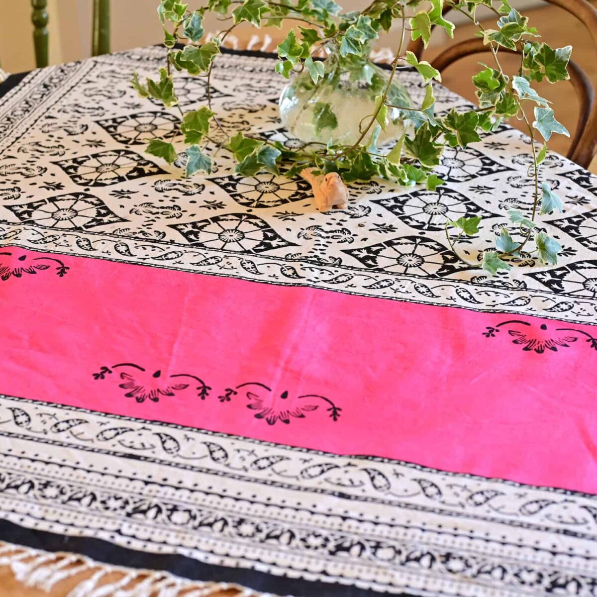 Pink Pond Block-Printed Tablecloth