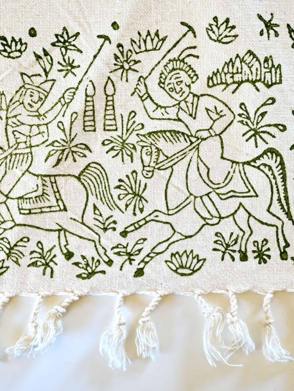 Green Chogan Block-Printed Tablecloth