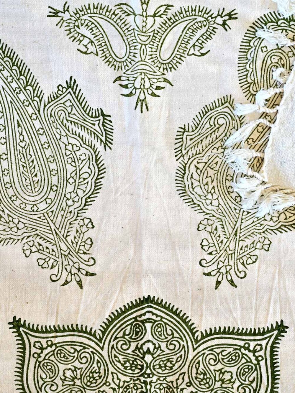 Green Chogan Block-Printed Tablecloth