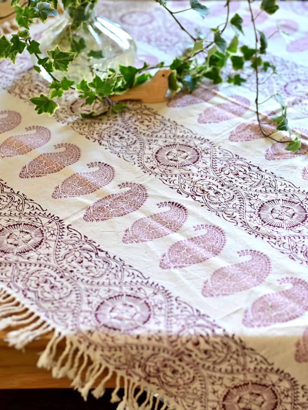 red paisley block-printed tablecloth (Ghalamkar)