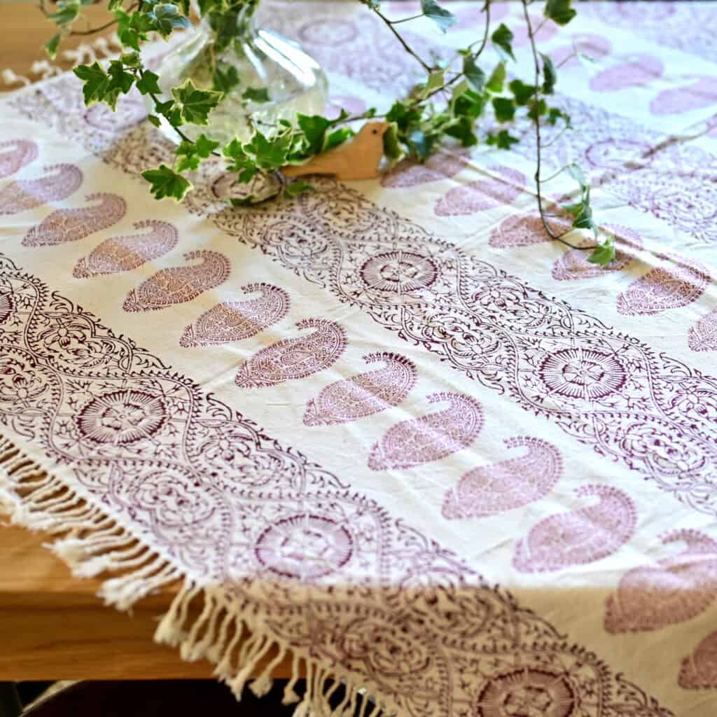 red paisley block-printed tablecloth (Ghalamkar)