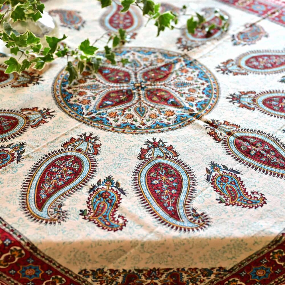 oasis paisley block-printed tablecloth (Ghalamkar)