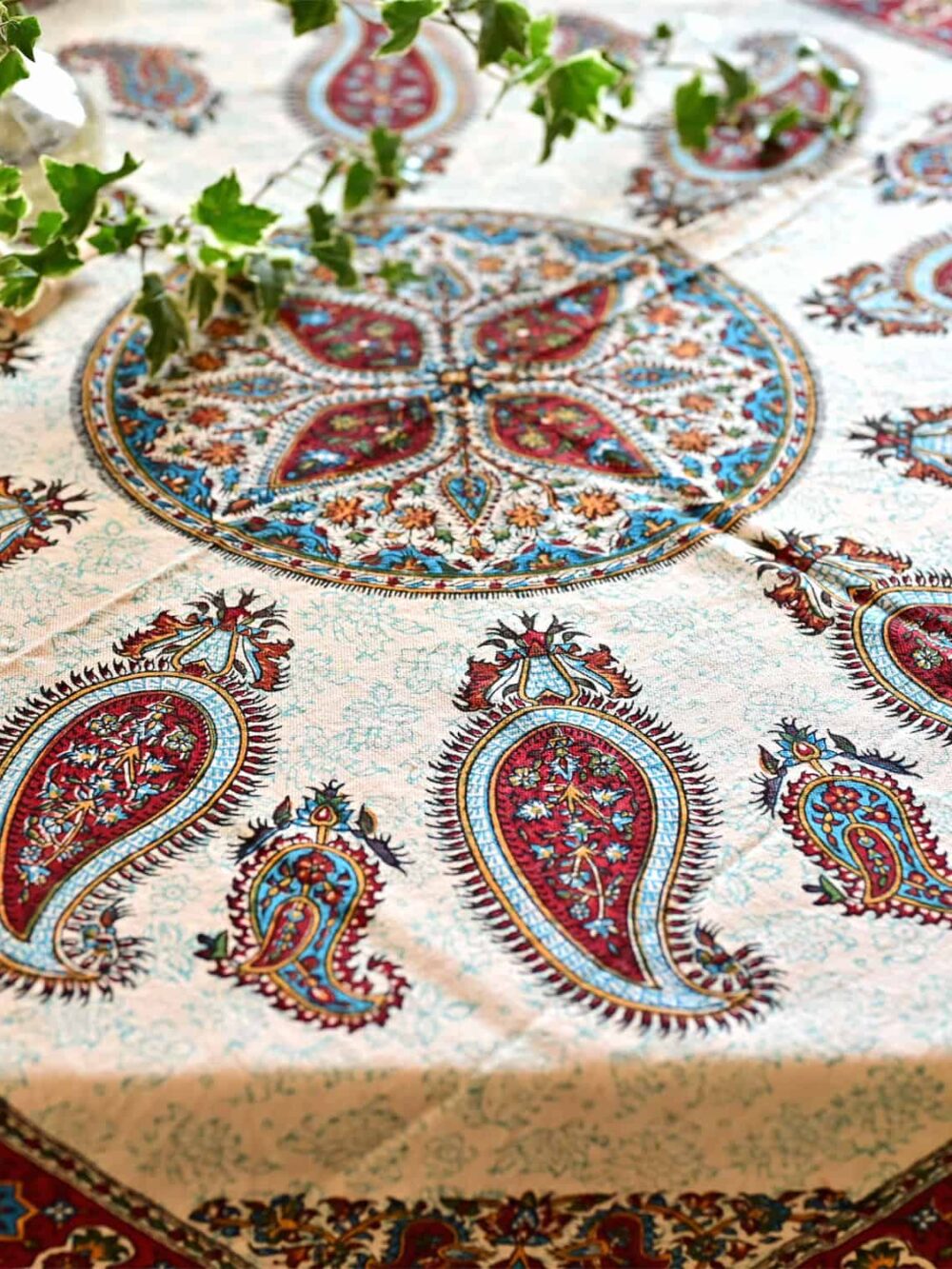 oasis paisley block-printed tablecloth (Ghalamkar)