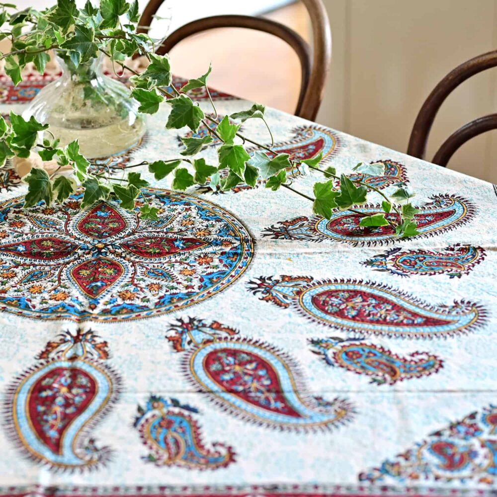 oasis paisley block-printed tablecloth (Ghalamkar)