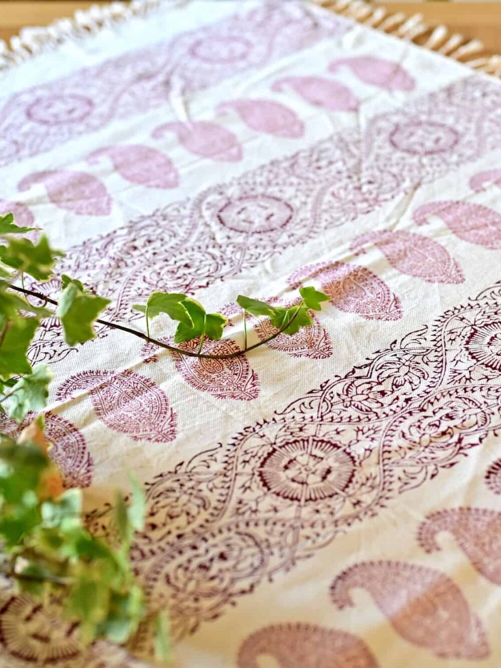 red paisley block-printed tablecloth (Ghalamkar)