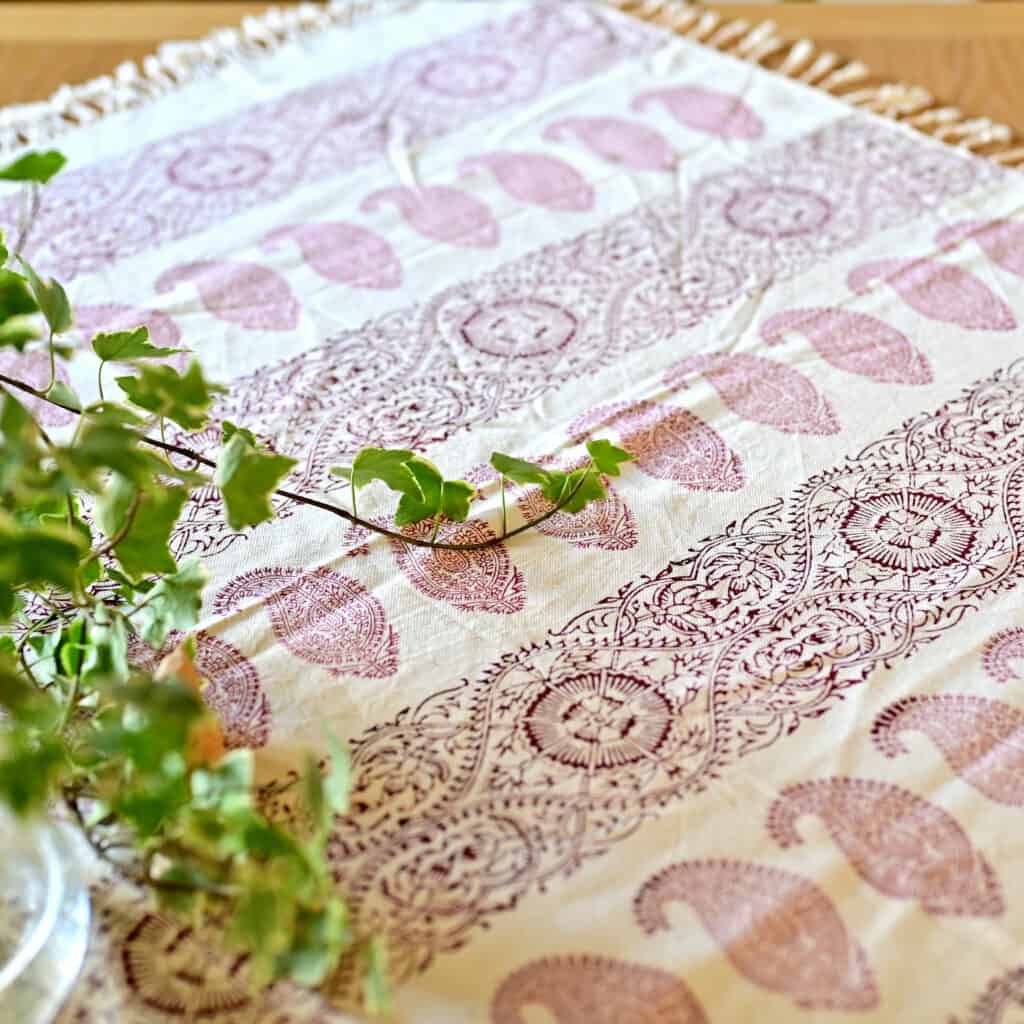 red paisley block-printed tablecloth (Ghalamkar)