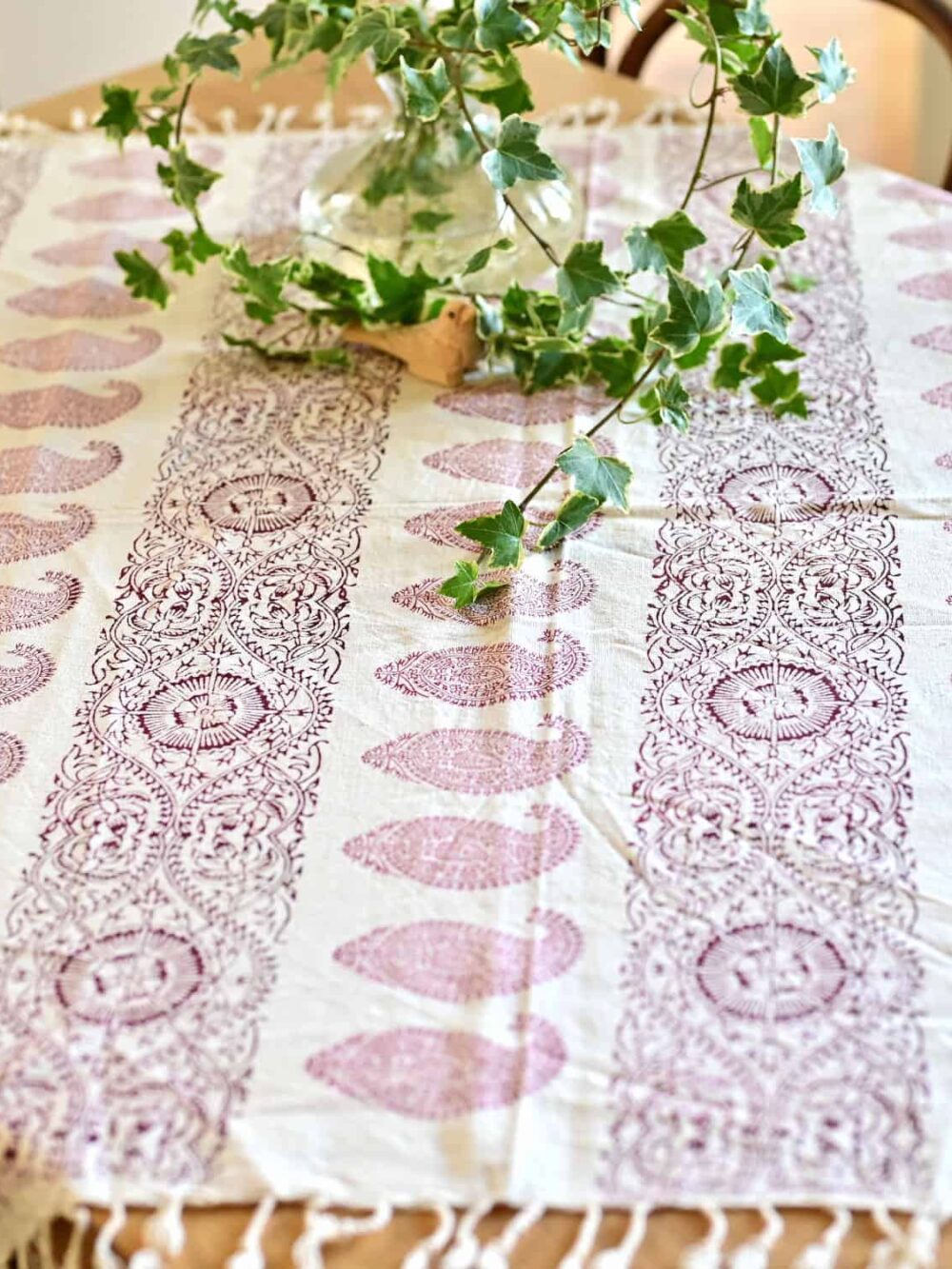 red paisley block-printed tablecloth (Ghalamkar)