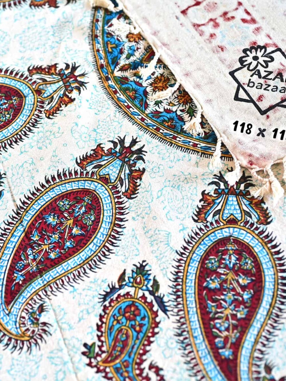 oasis paisley block-printed tablecloth (Ghalamkar)