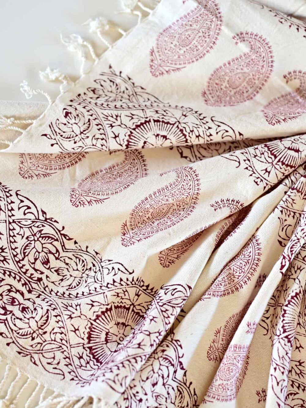 red paisley block-printed tablecloth (Ghalamkar)