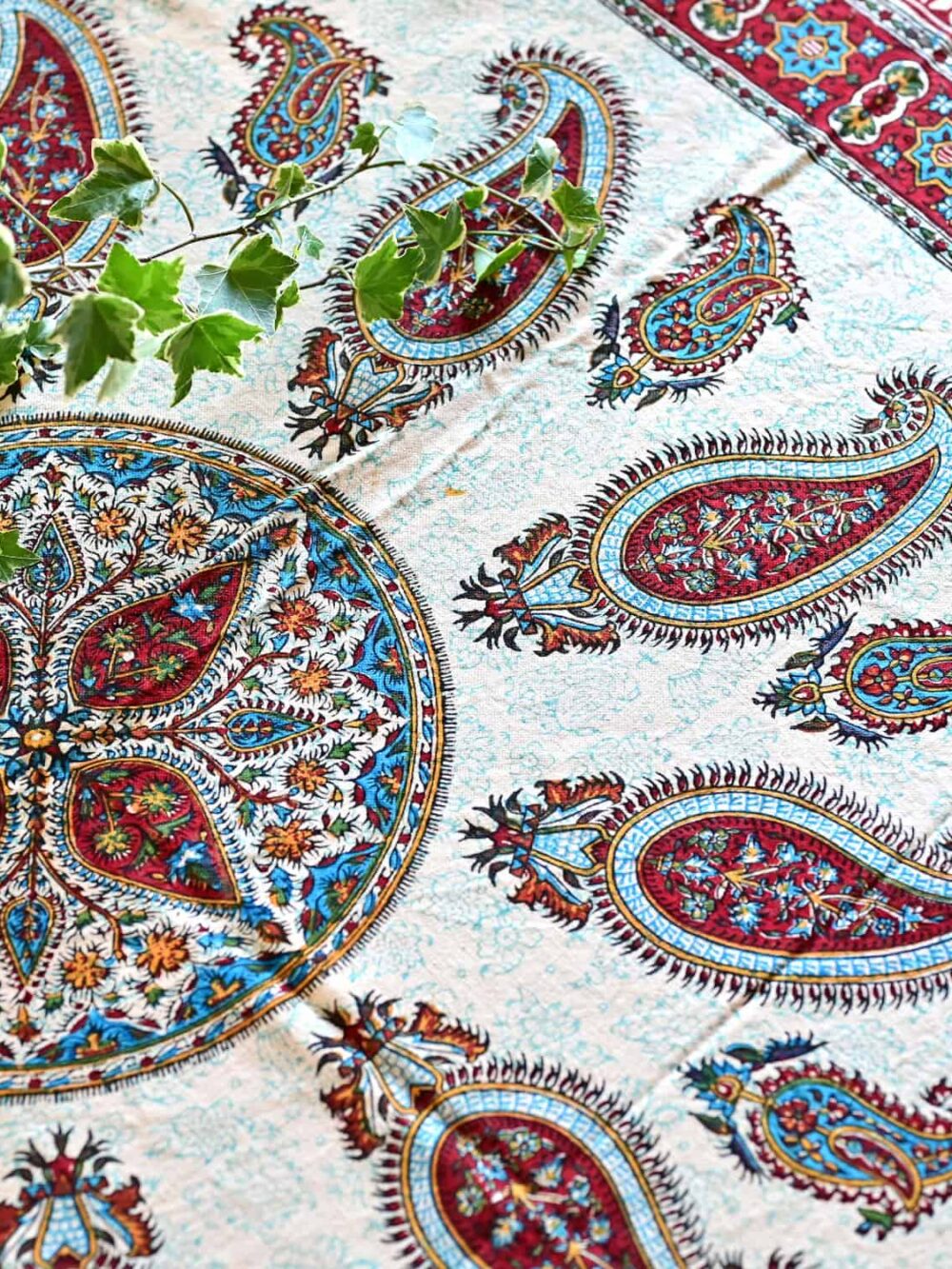 oasis paisley block-printed tablecloth (Ghalamkar)