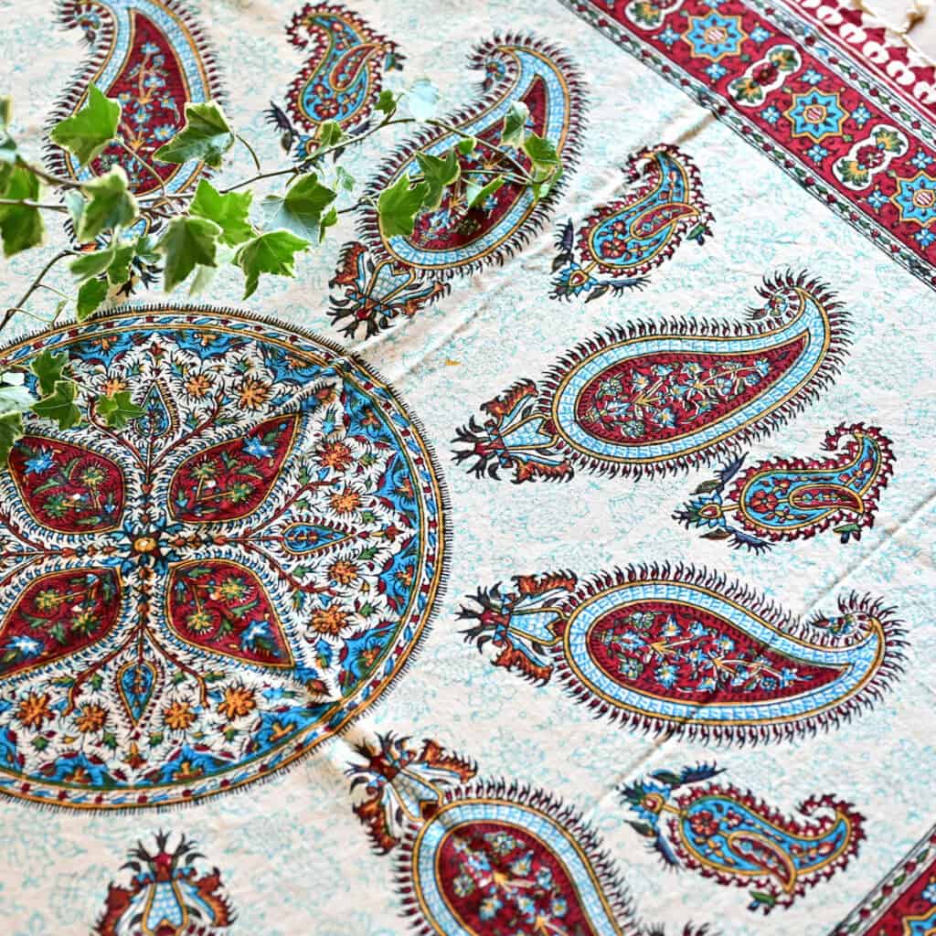 oasis paisley block-printed tablecloth (Ghalamkar)