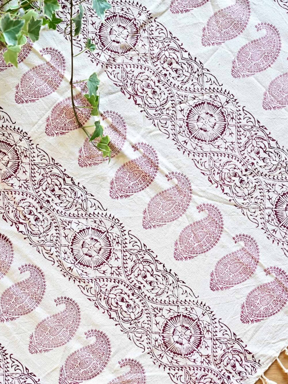 red paisley block-printed tablecloth (Ghalamkar)