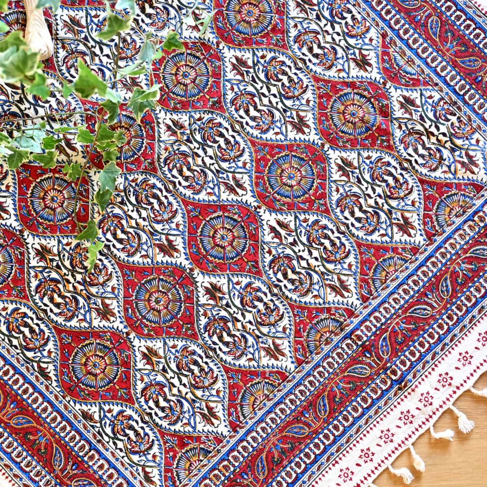 Cheshmeh Gol Block-Printed Tablecloth