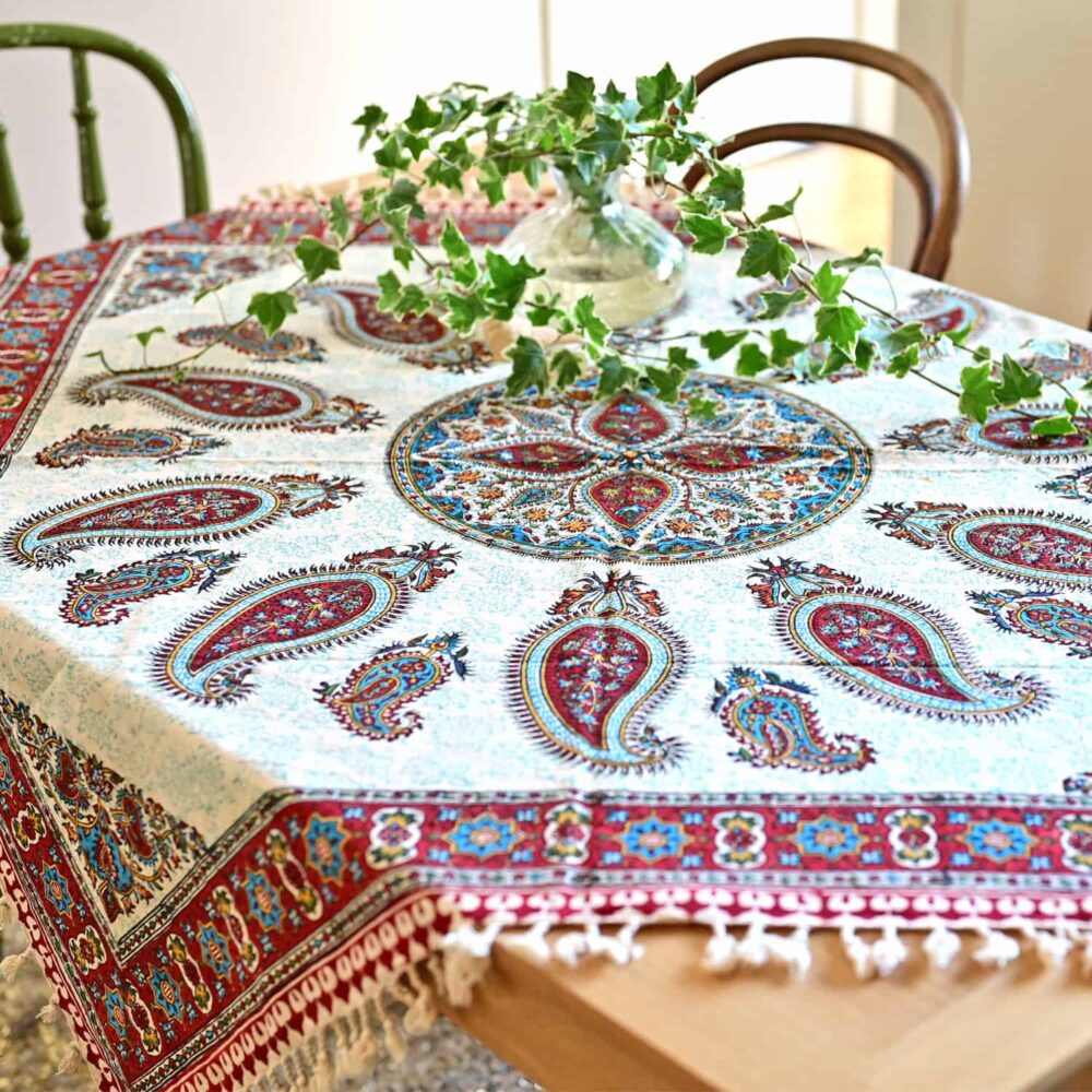 oasis paisley block-printed tablecloth (Ghalamkar)