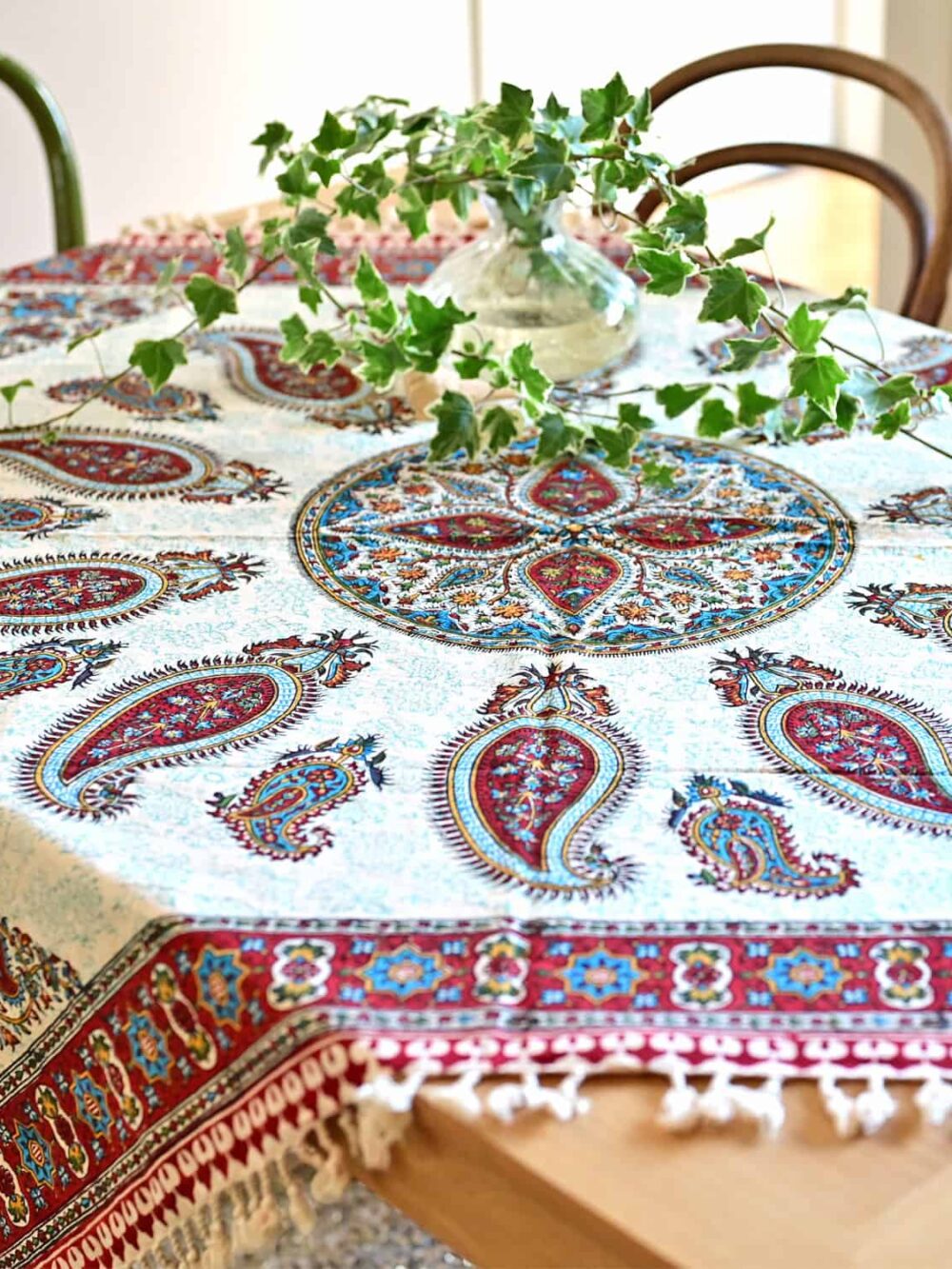 oasis paisley block-printed tablecloth (Ghalamkar)