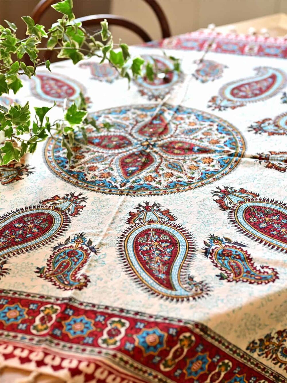 oasis paisley block-printed tablecloth (Ghalamkar)