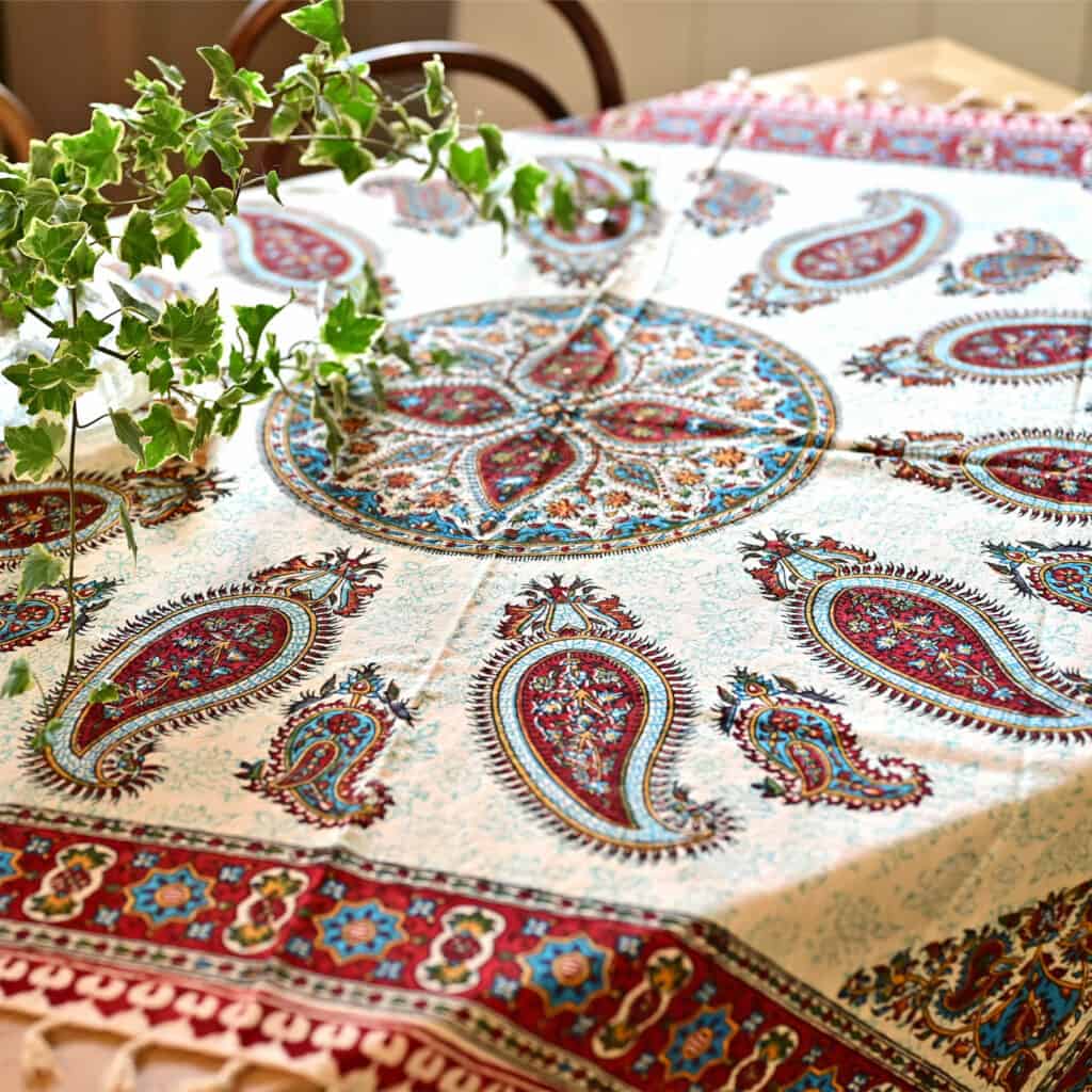 oasis paisley block-printed tablecloth (Ghalamkar)