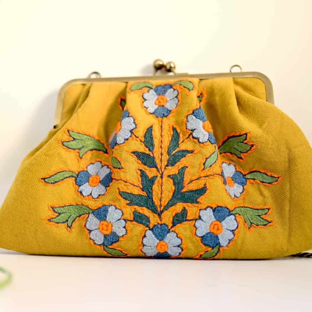 Yellow Embroidery (پته) clutch