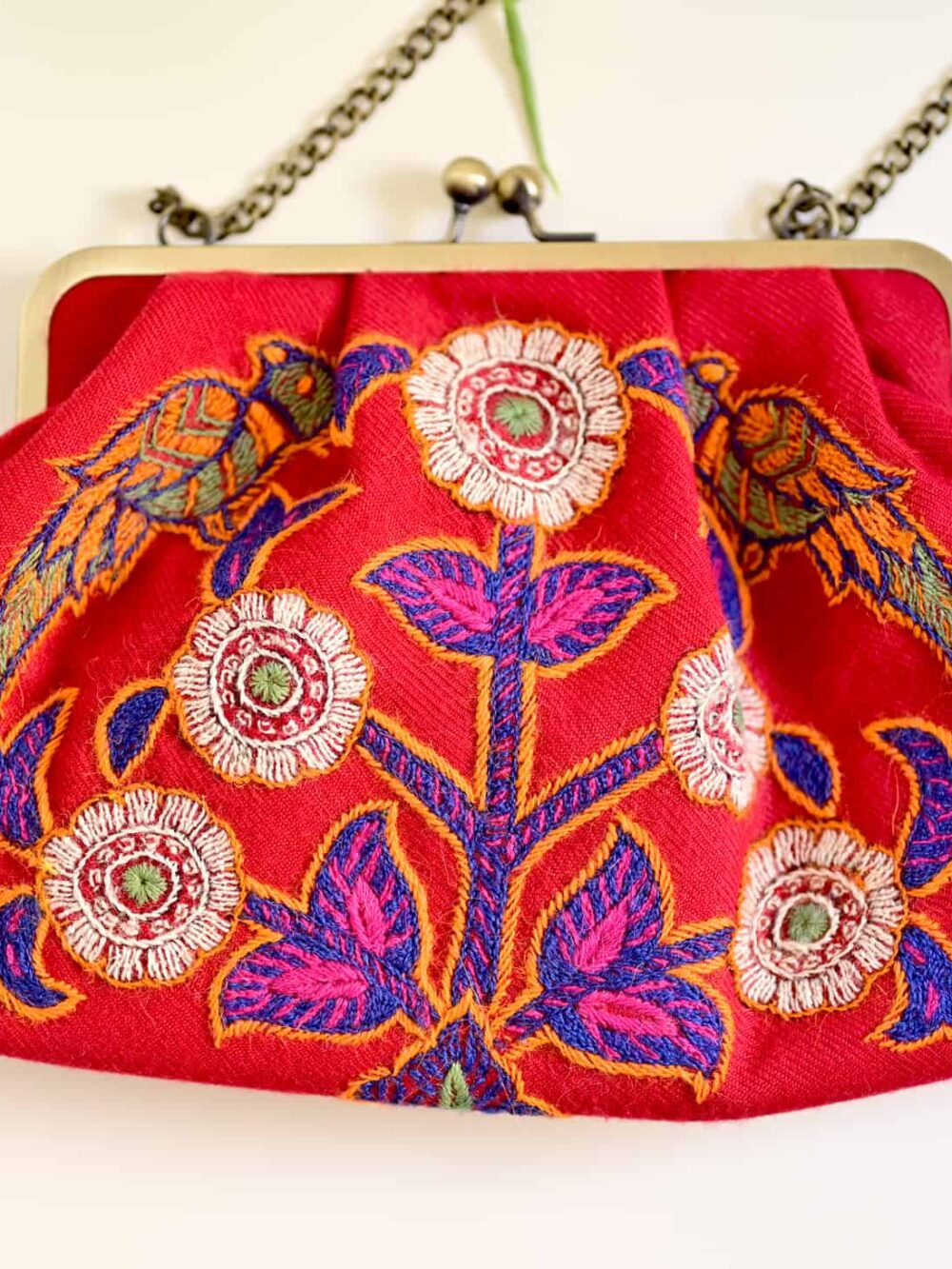 Red Embroidery (پته) clutch