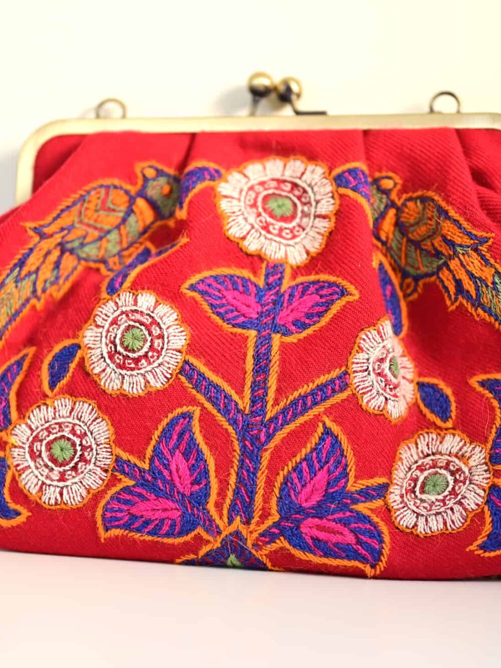 Red Embroidery (پته) clutch