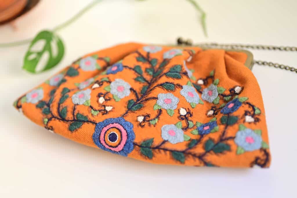 Orange Embroidery (پته) clutch