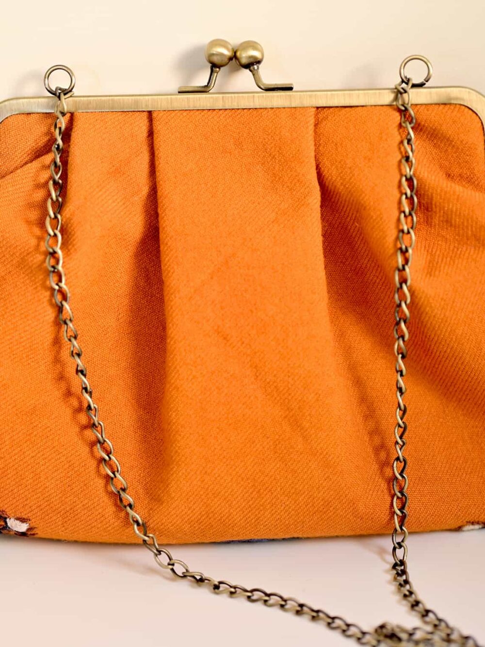 Orange Embroidery (پته) clutch