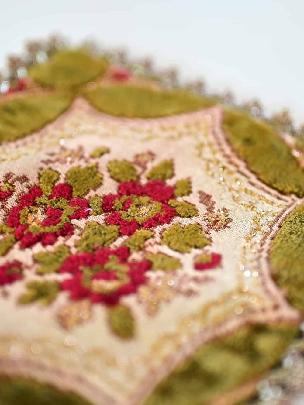 Vintage Floral Velvet Tablecloth