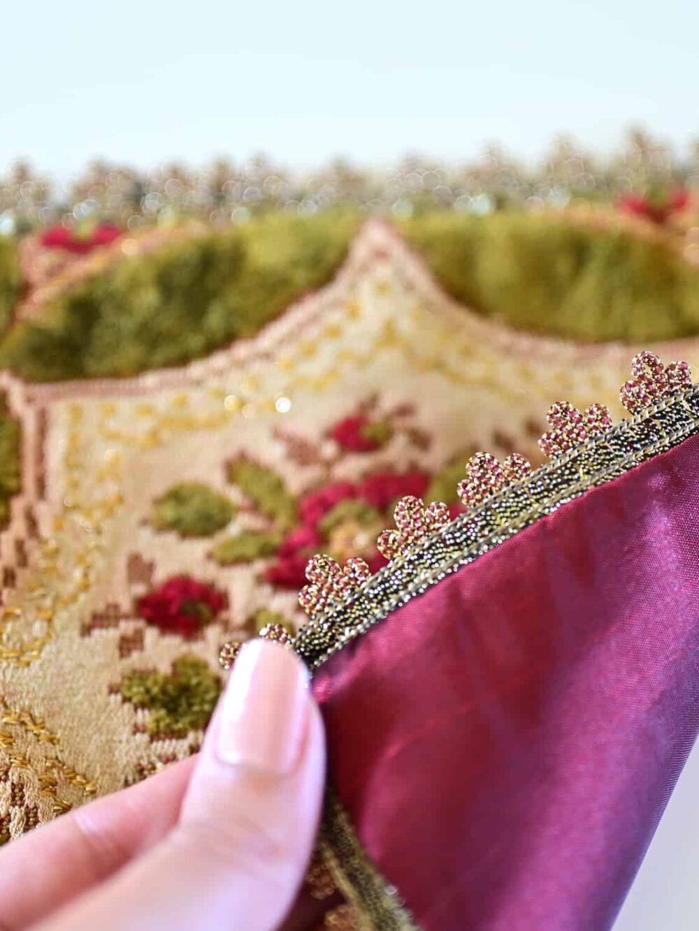 Vintage Floral Velvet Tablecloth