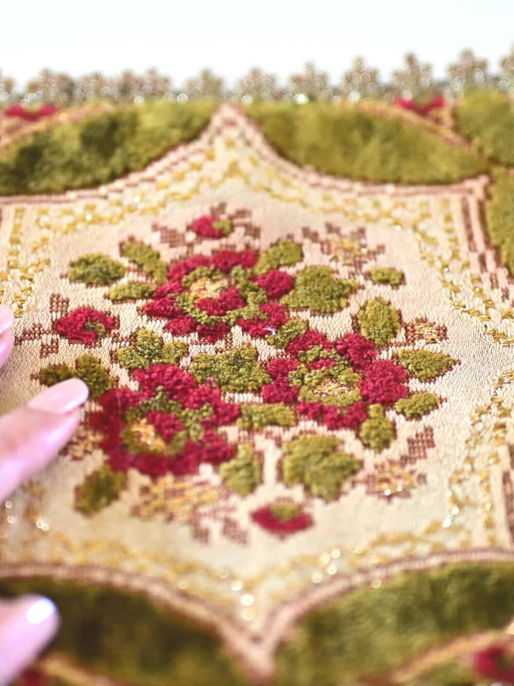 Vintage Floral Velvet Tablecloth