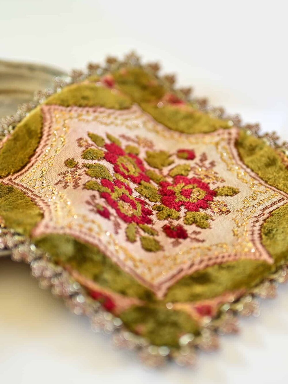 Vintage Floral Velvet Tablecloth